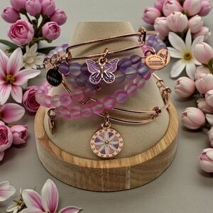 🩷💜ALEX & ANI🩷💜 Pink & Purple Bracelet Set of 4 in Shiny Rose Gold/Like New